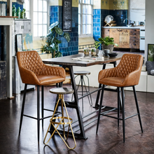 Harold Faux Leather Quilted Bar Stool | Tan
