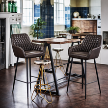 Harold Faux Leather Quilted Bar Stool | Dark Brown