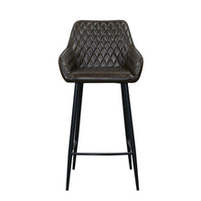 Harold Faux Leather Quilted Bar Stool | Dark Brown