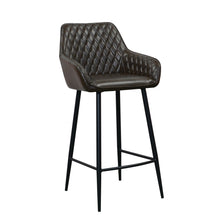 Harold Faux Leather Quilted Bar Stool | Dark Brown