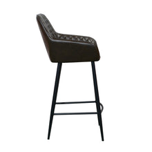 Harold Faux Leather Quilted Bar Stool | Dark Brown