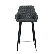 Harold Faux Leather Quilted Bar Stool | Grey