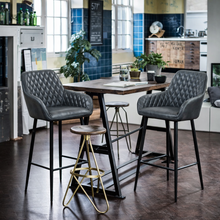Harold Faux Leather Quilted Bar Stool | Grey