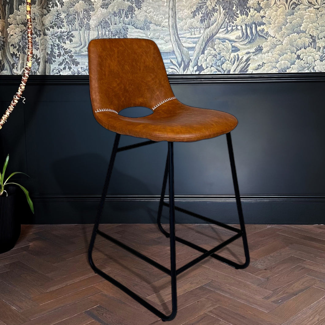 Bromley Industrial Bar Stool | Tan