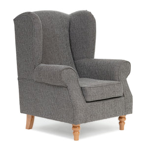 Buxton Fabric Grey Wingback Armchair