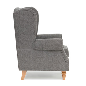 Buxton Fabric Grey Wingback Armchair