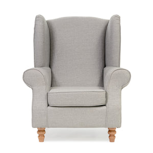 Buxton Fabric Silver Wingback Armchair