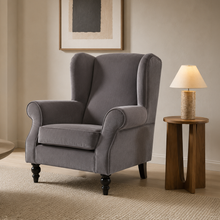 Buxton Velvet Charcoal Wingback Armchair