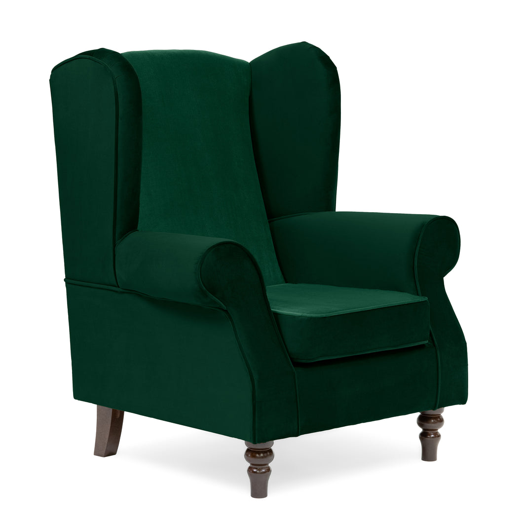 Buxton Velvet Emerald Wingback Armchair