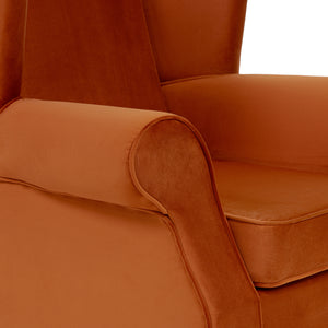 Buxton Velvet Burnt Orange Wingback Armchair