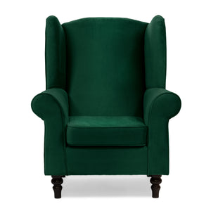 Buxton Velvet Emerald Wingback Armchair