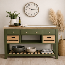 Chester Forest Green Large Kitchen Island with White Top