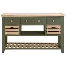 Chester Forest Green Large Kitchen Island with White Top