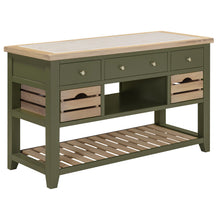 Chester Forest Green Large Kitchen Island with White Top