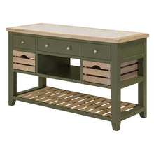 Chester Forest Green Large Kitchen Island with White Top