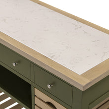 Chester Forest Green Large Kitchen Island with White Top