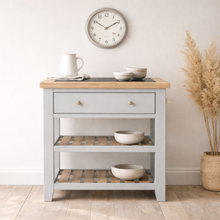 Chester Dove Grey Small Kitchen Island with Black Granite Top