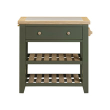 Chester Forest Green Small Kitchen Island with White Top