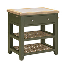 Chester Forest Green Small Kitchen Island with White Top