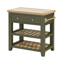 Chester Forest Green Small Kitchen Island with White Top