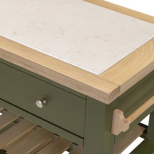 Chester Forest Green Small Kitchen Island with White Top