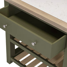 Chester Forest Green Small Kitchen Island with White Top