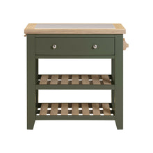 Chester Forest Green Small Kitchen Island with White Top