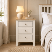 Marlborough Natural Linen 3 Drawer Bedside Table