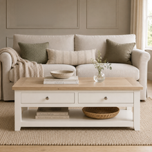 Marlborough Natural Linen Coffee Table with Drawers