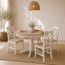 Marlborough Natural Linen 4-6 Seater Round Extending Dining Table