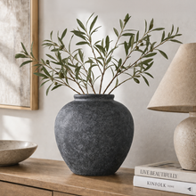 Large Antique Charcoal Ceramic Vase