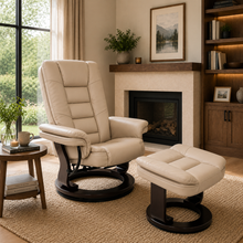 Charlton Swivel Recliner & Footstool | Beige