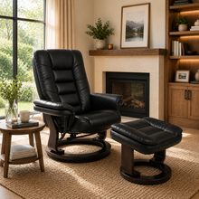 Charlton Swivel Recliner & Footstool | Black