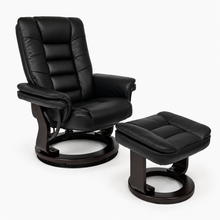 Charlton Swivel Recliner & Footstool | Black