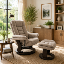 Charlton Swivel Recliner & Footstool | Khaki