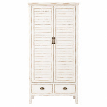 Heritage Distressed Chalk White Two Drawer Tall Cupboard