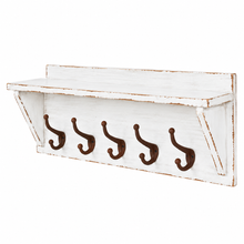 Heritage Distressed Chalk White Cloakroom Storage Shelf and Hooks