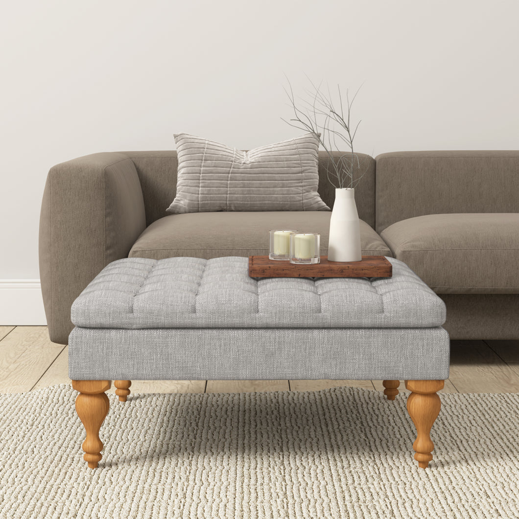 Clover Buttoned Ottoman Coffee Table | Grey