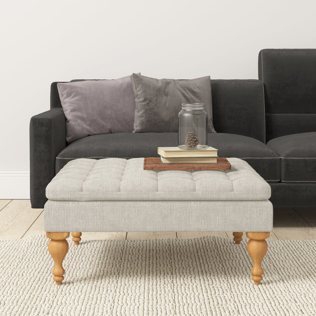 Clover Buttoned Ottoman Coffee Table | Natural