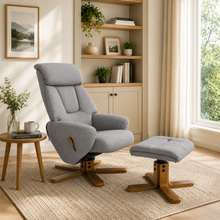 Florida Swivel Recliner & Footstool | Light Grey