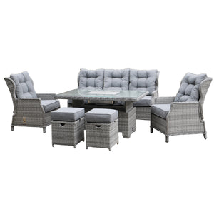 Archie Garden 6 Piece Reclining Sofa Dining Set with Rising Table & Ice Bucket