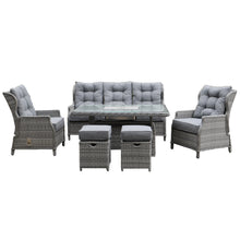 Archie Garden 6 Piece Reclining Sofa Dining Set with Rising Table & Ice Bucket