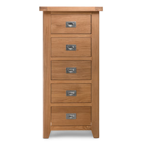 Gloucester Oak 5 Drawer Tallboy Chest