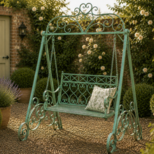 Wrought Iron Green Patina 2 Seater Swing Seat
