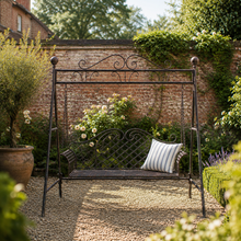 Wrought Iron Grey 3 Seater Swing Seat