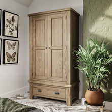 Hove Smoked Oak 2 Door Wardrobe with Drawer