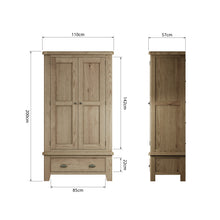 Hove Smoked Oak 2 Door Wardrobe with Drawer