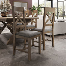 Hove Smoked Oak Cross Back Dining Chair With Grey Check Seat