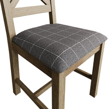 Hove Smoked Oak Cross Back Dining Chair With Grey Check Seat