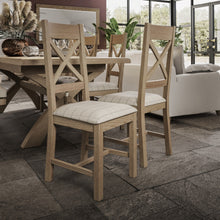 Hove Smoked Oak Cross Back Dining Chair With Natural Check Seat